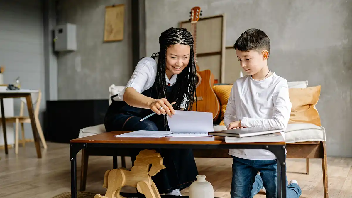 child learning with parent